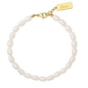 18K gold plated stainless steel baroque pearl bracelet
